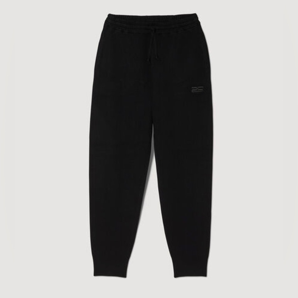Sandro -  Black Joggers With Textured Logo Size Large Women’s